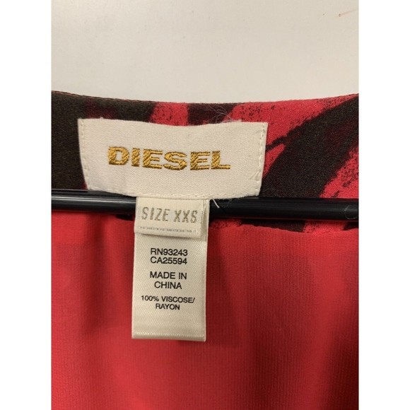 Diesel Red And Black Mini Dress With Pockets XXS 100% Viscose - Picture 6 of 11